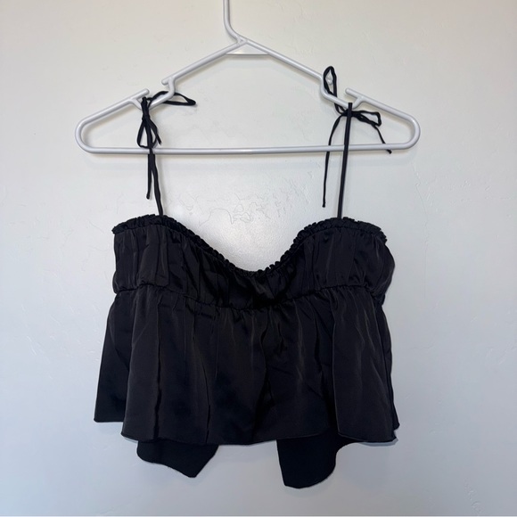 Oh Polly Caramia Tie-Front Camisole Top in Black - Picture 6 of 6